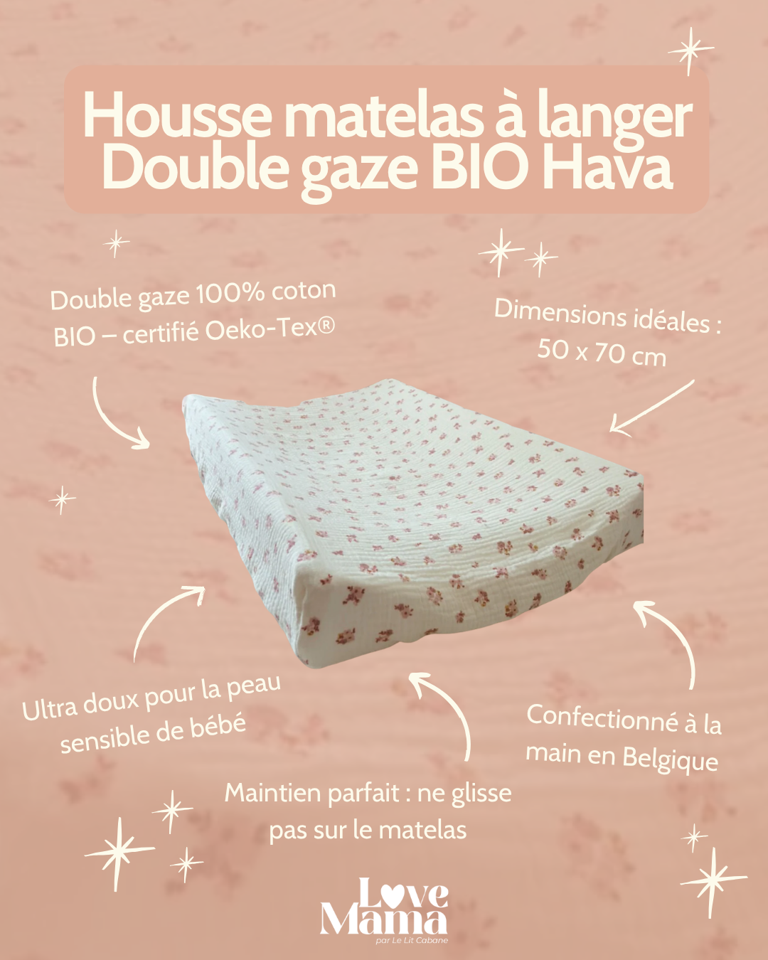 Housse matelas à langer Double gaze BIO Hava