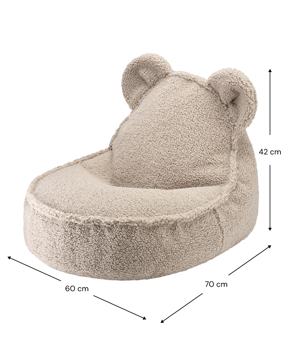 Fauteuil enfant ourson tissu bouclette Beige