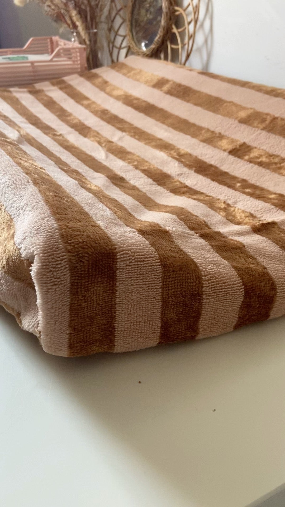 Housse matelas à langer éponge Caramel & rose