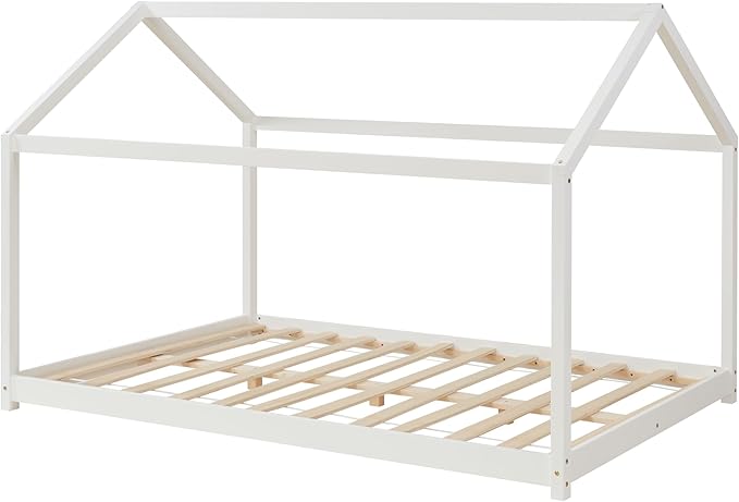 Grand lit cabane Montessori 140x200 cm - Blanc