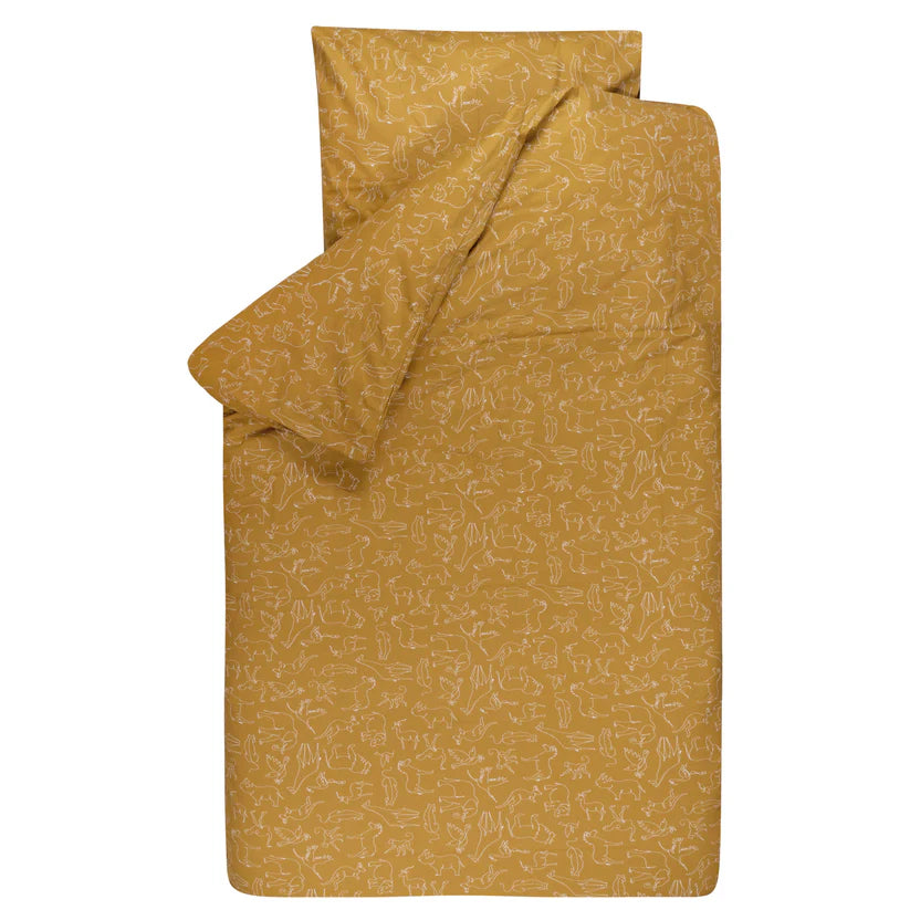 Housse de couette + taie Elie jaune moutarde