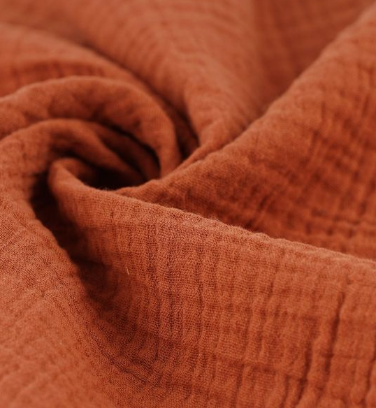 Tour de lit cabane double gaze terracotta