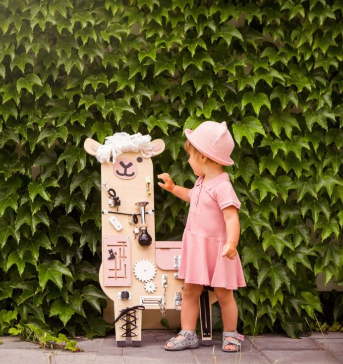 Busy board Montessori Lama - Rose