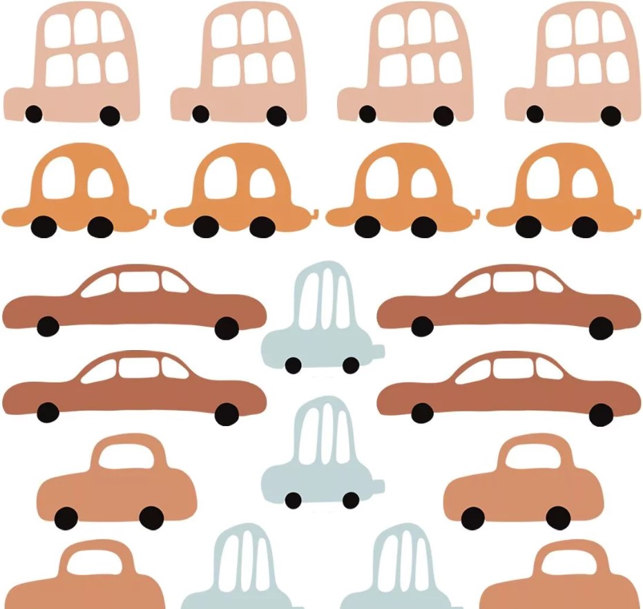 Sticker Voiture Bleu & Terracotta