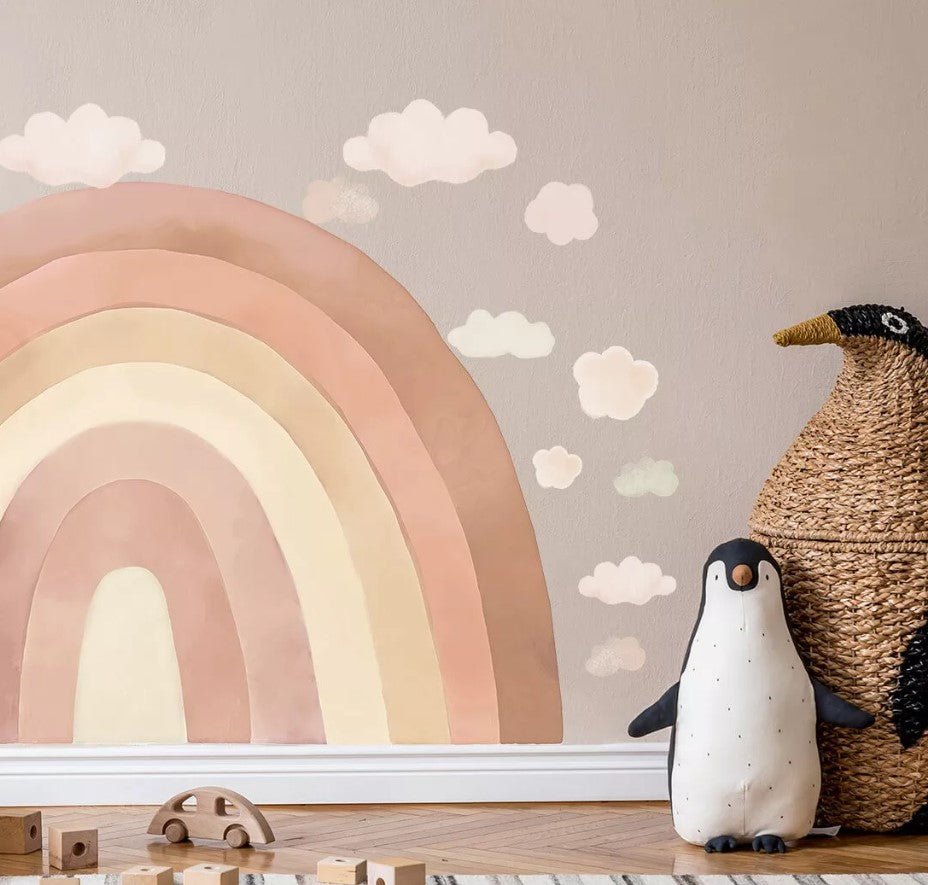 Regenboog kinderkamersticker - Beige