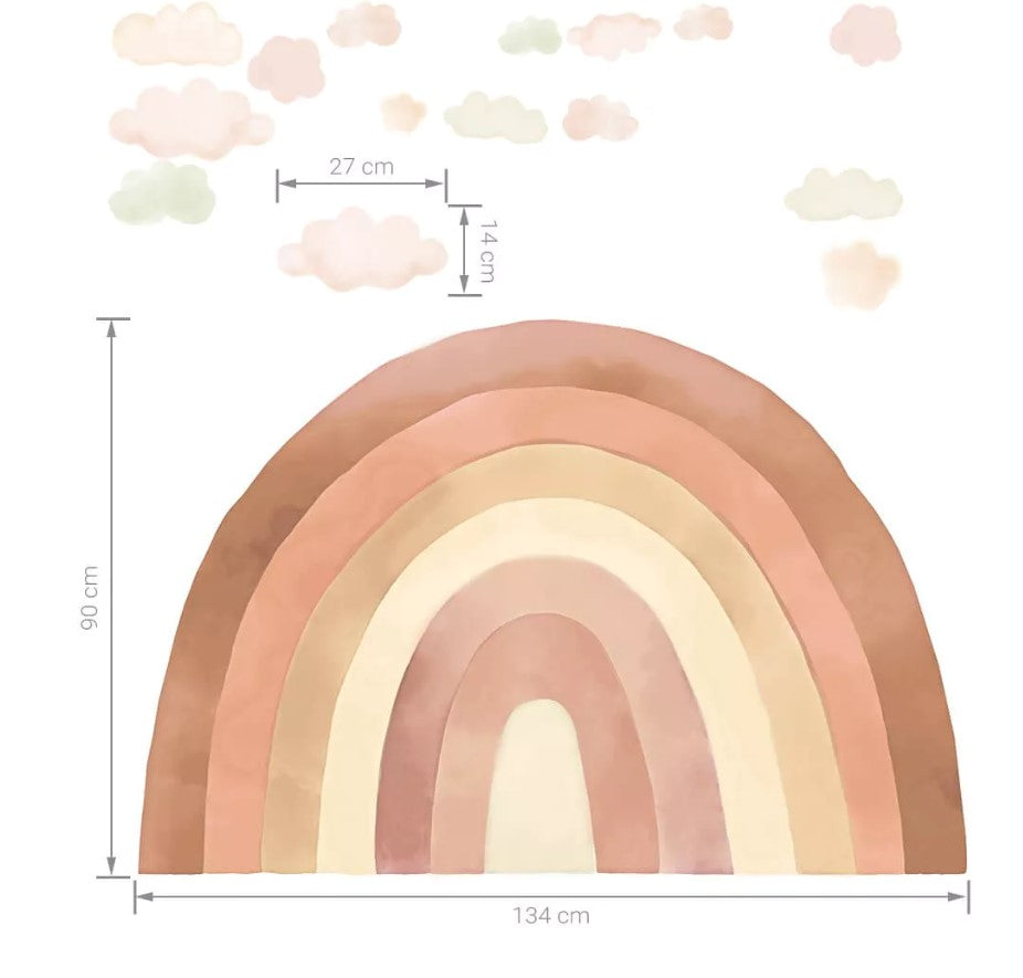 Regenboog kinderkamersticker - Beige