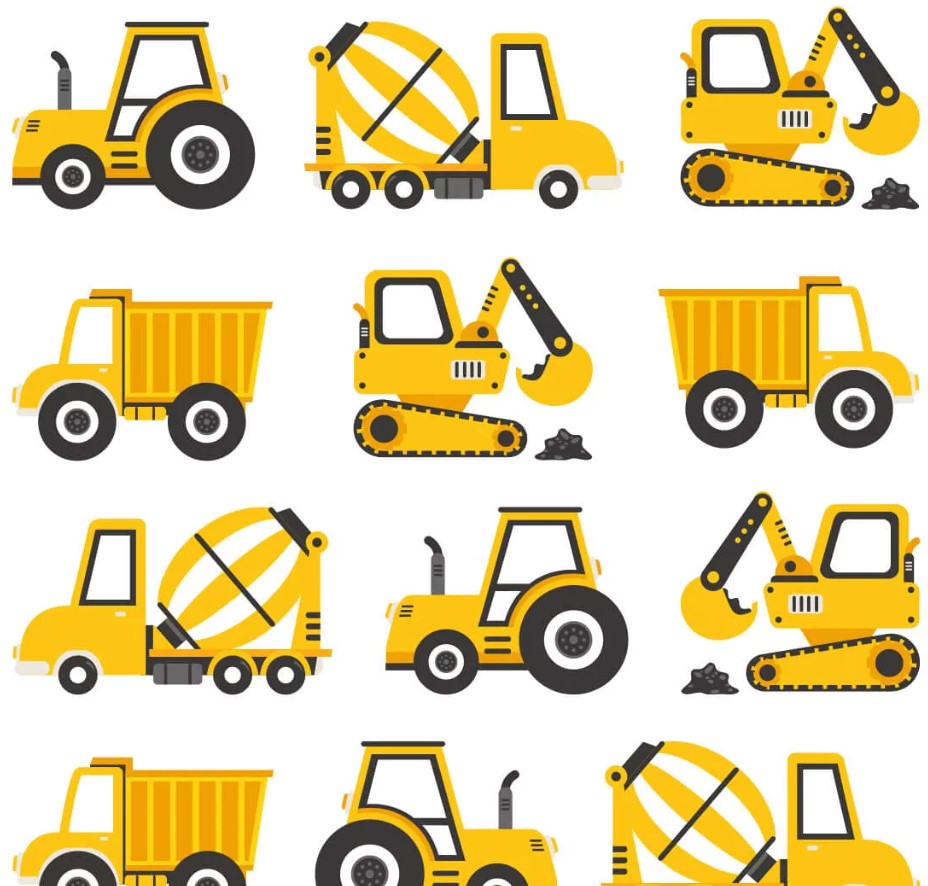 Sticker Tracteur & Pelleteuse Jaune