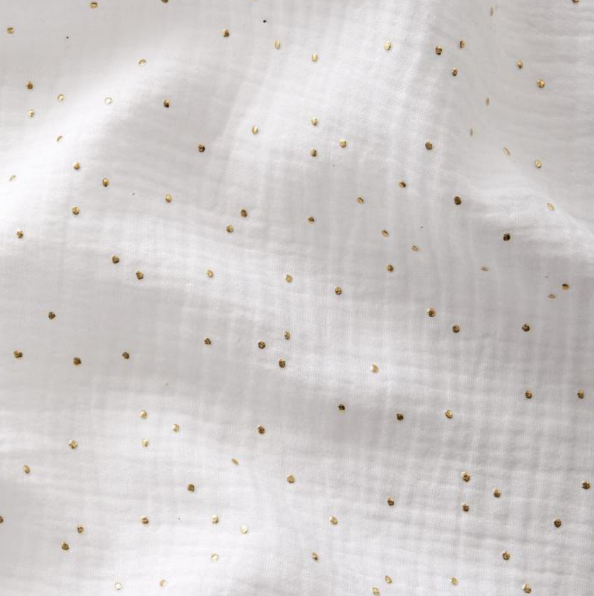 Pochette de rangement lit - Blanc pois dorés