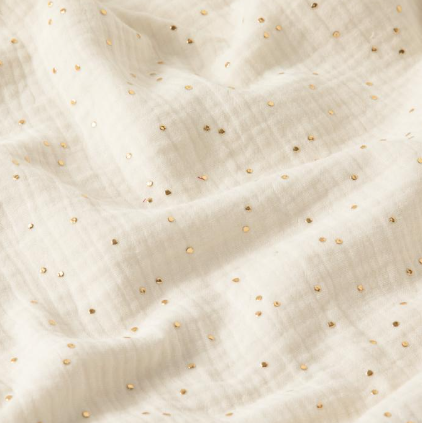 Pochette de rangement lit - Ecru pois dorés