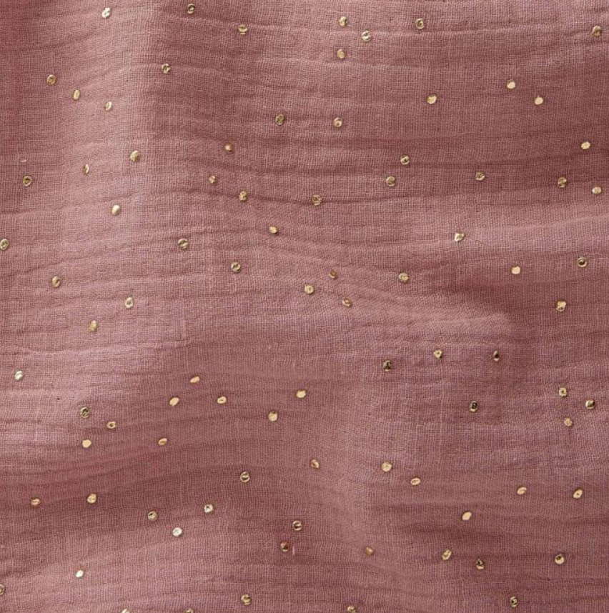 Pochette de rangement lit - Rose pois dorés