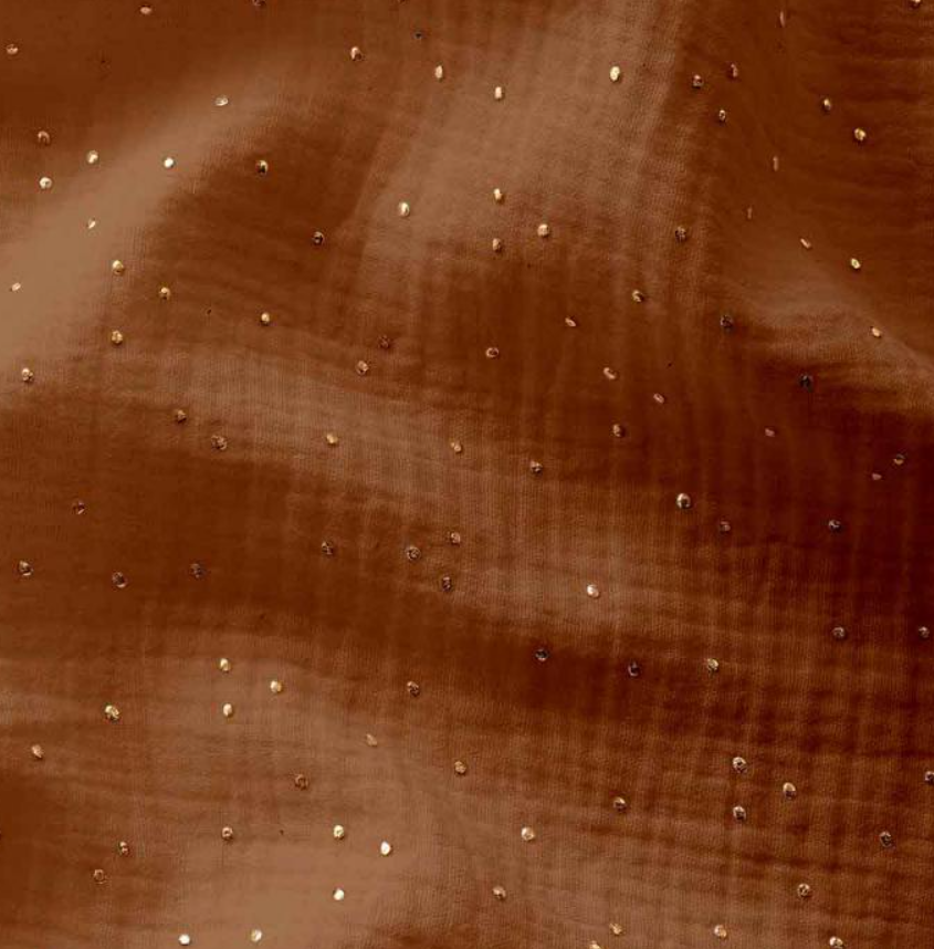 Ciel de lit bébé Terracotta pois dorés - Fait main double gaze