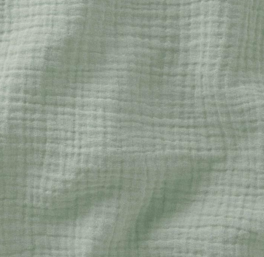 Drap housse double gaze coton BIO - Vert de gris