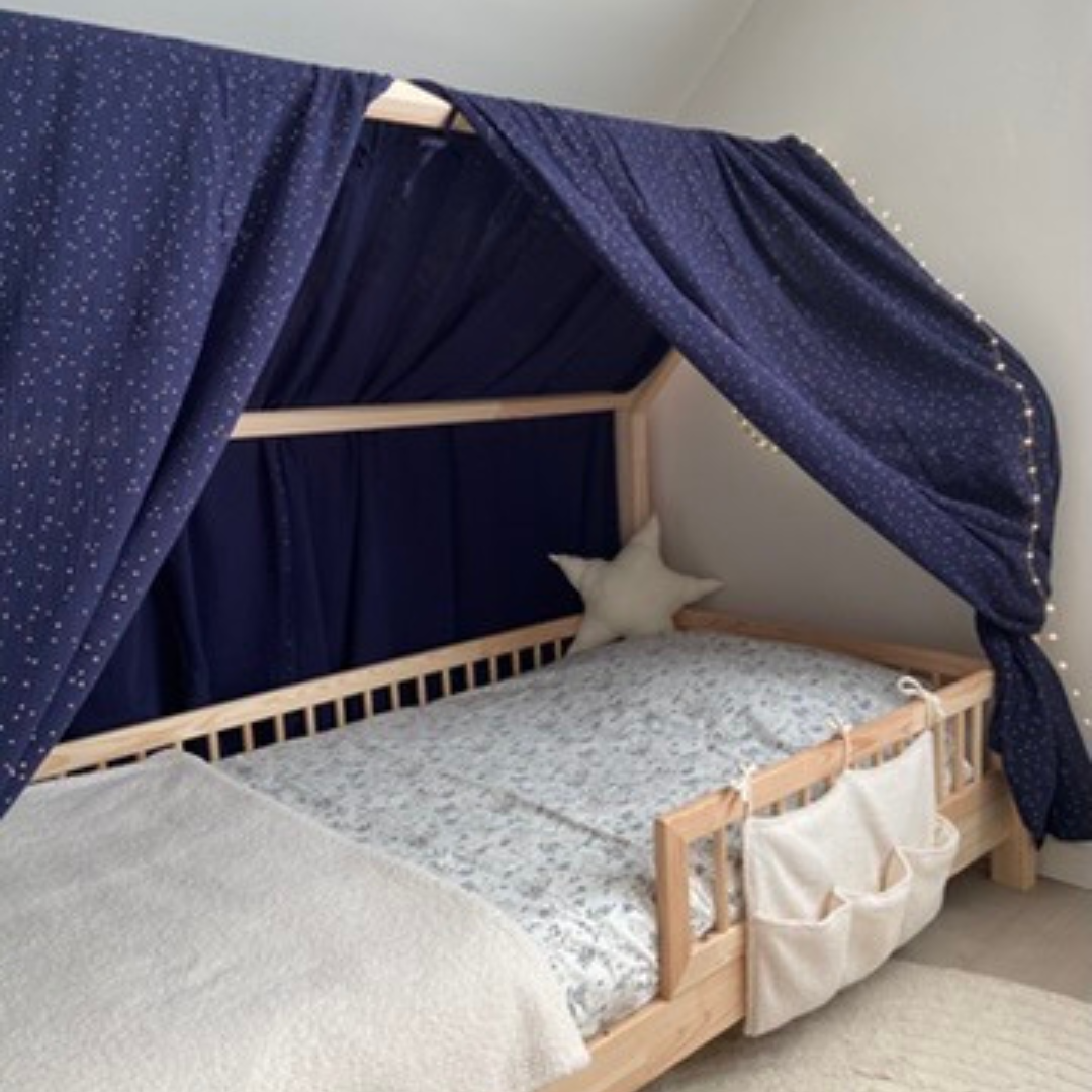 Ciel de lit cabane (pack de 2) Bleu nuit pois dorés