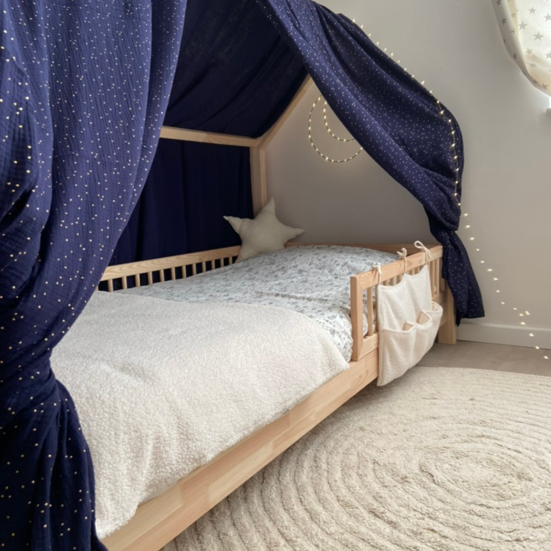 Ciel de lit cabane (pack de 2) Bleu nuit pois dorés