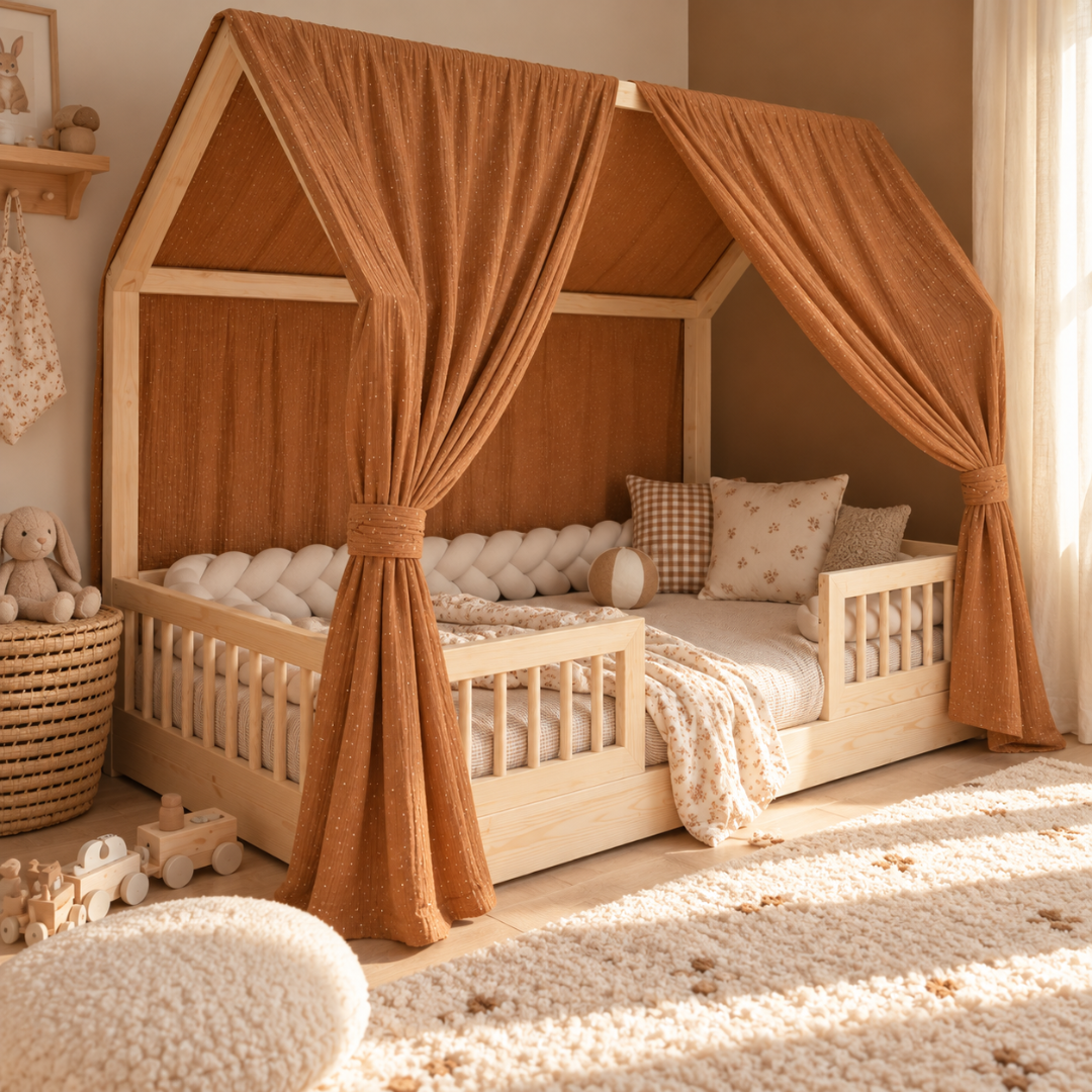 Set van 2 terracotta bedhemels met gouden stippen