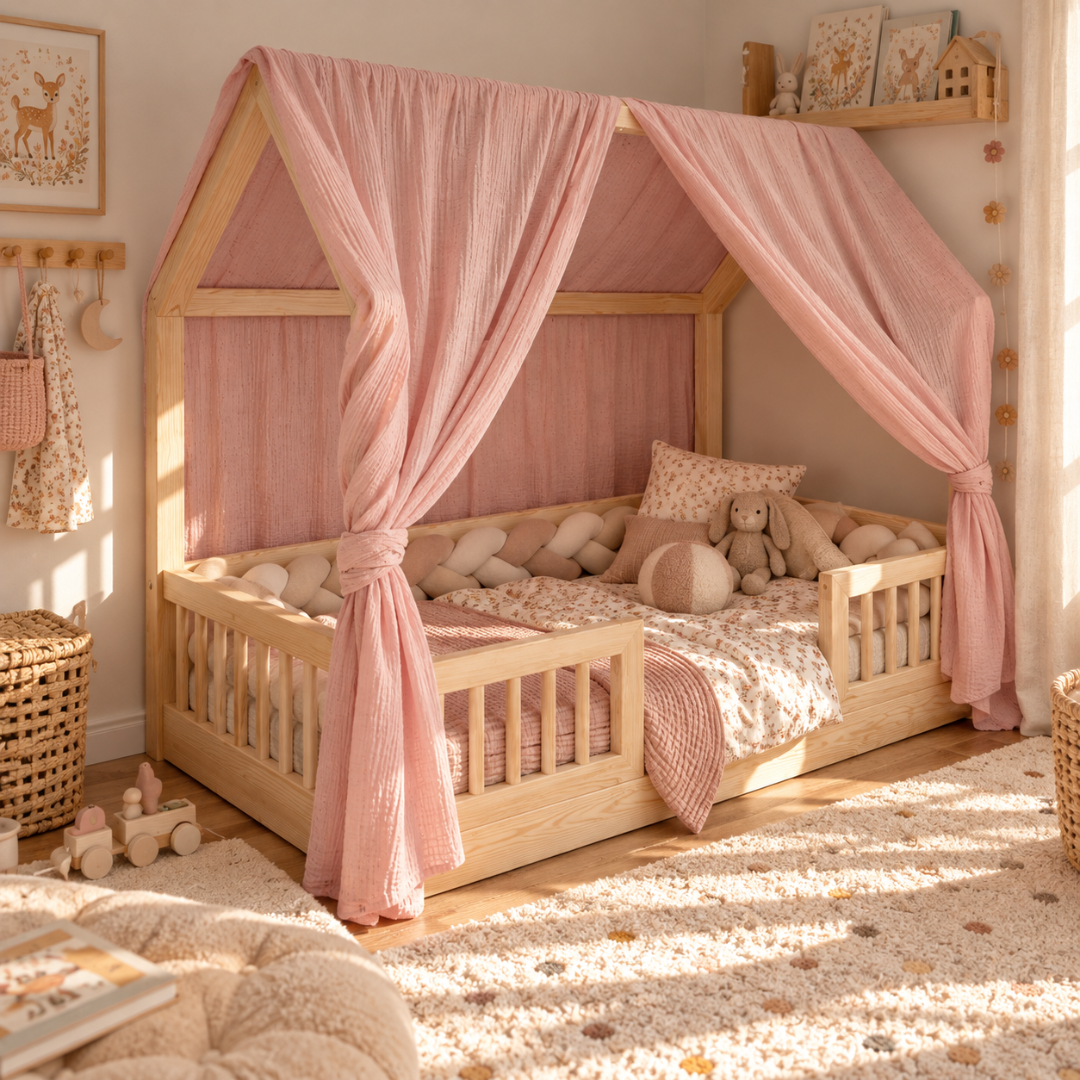 Ciel de lit cabane (pack de 2) Rose blush