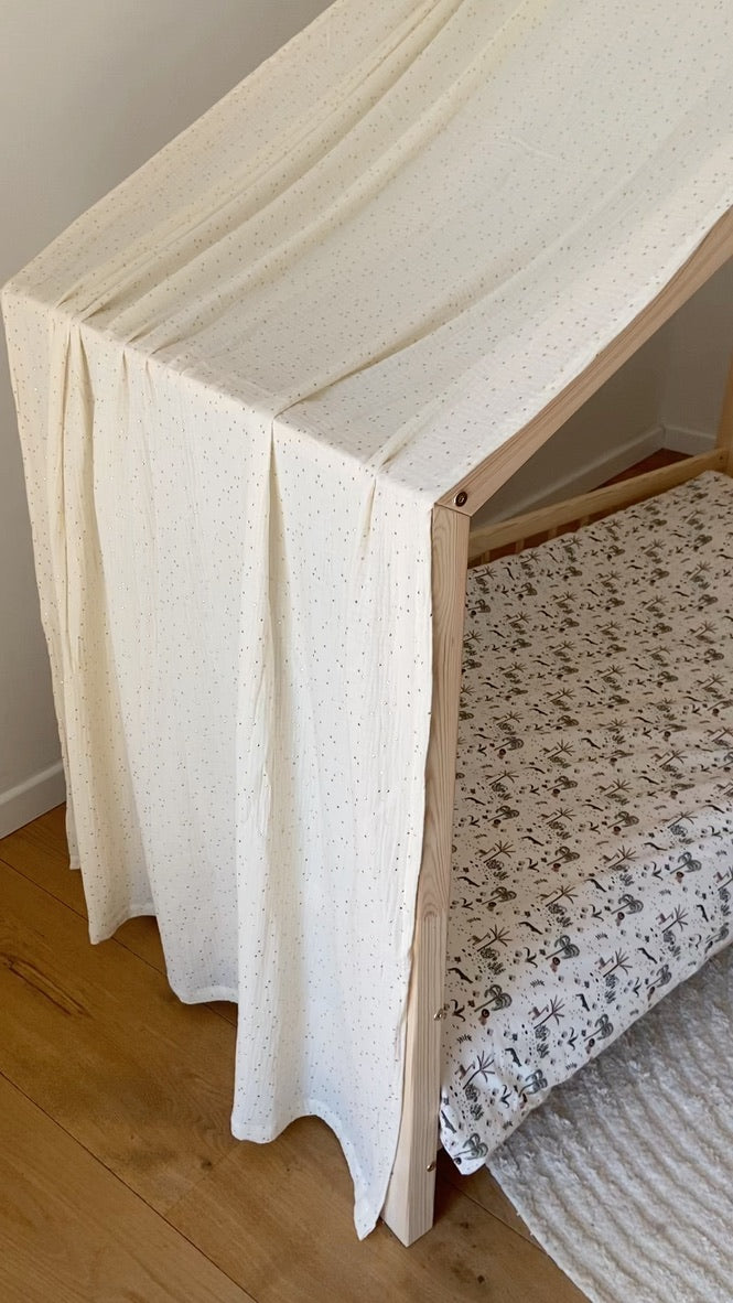 Cabinebedhemel Ecru gouden stippen