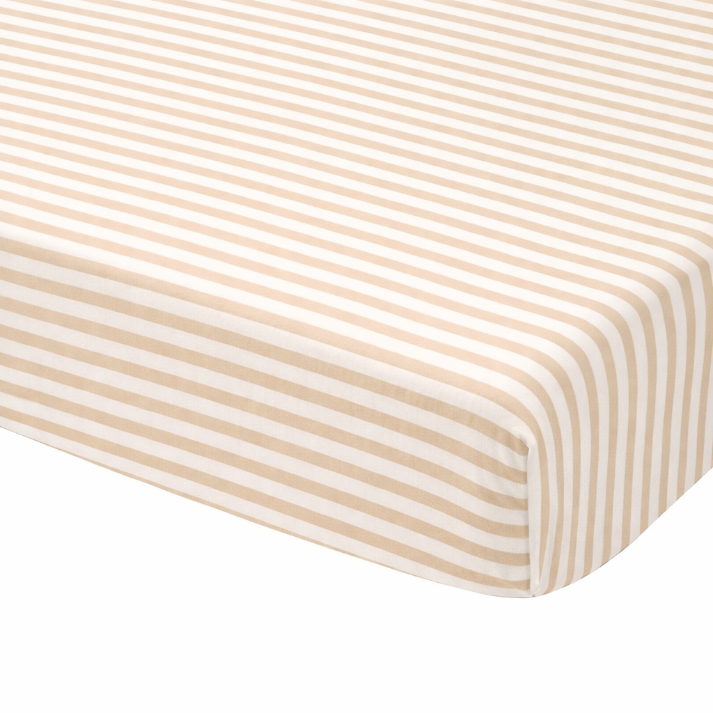 Drap housse enfant rayé beige