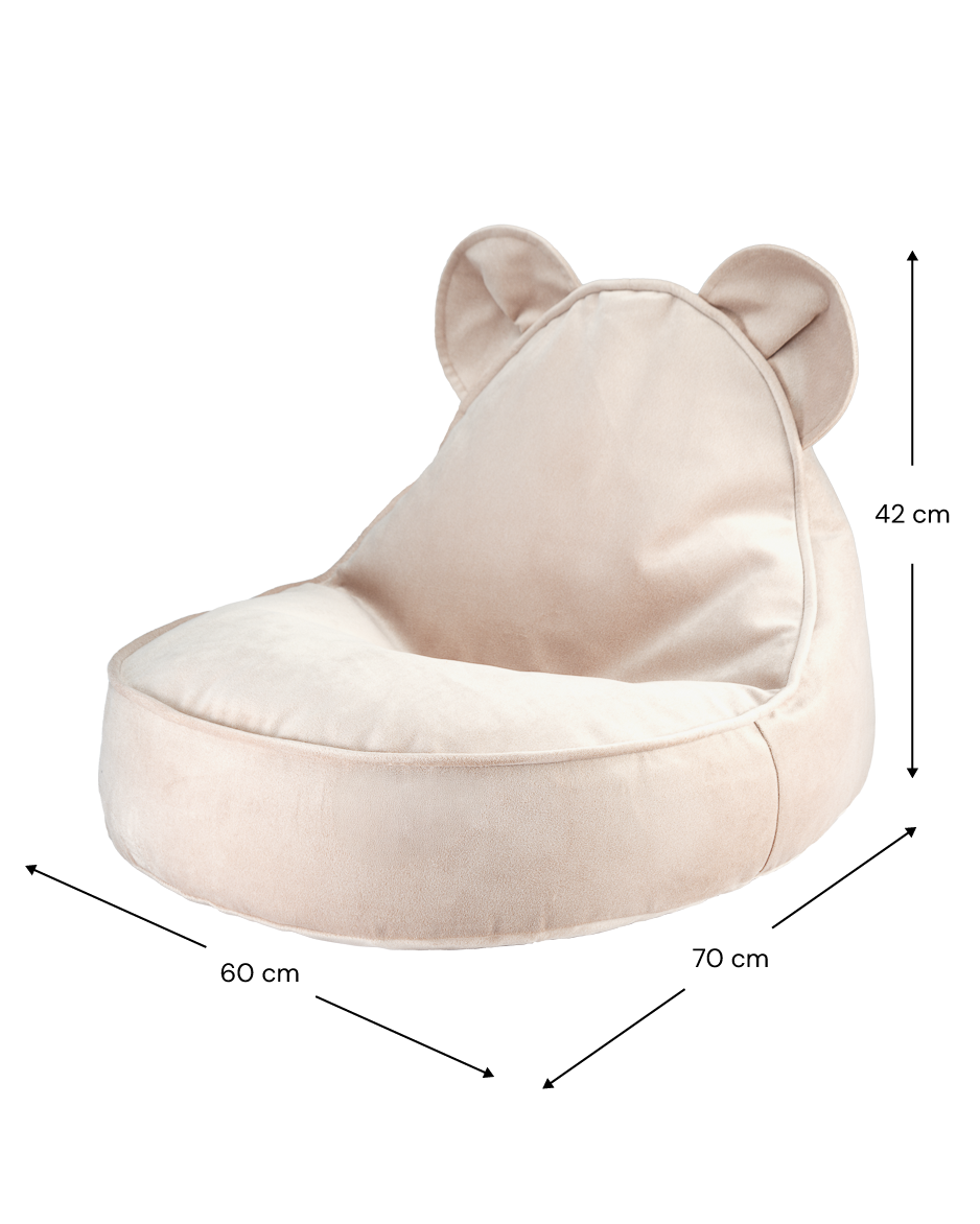 Fauteuil enfant ourson velours Beige