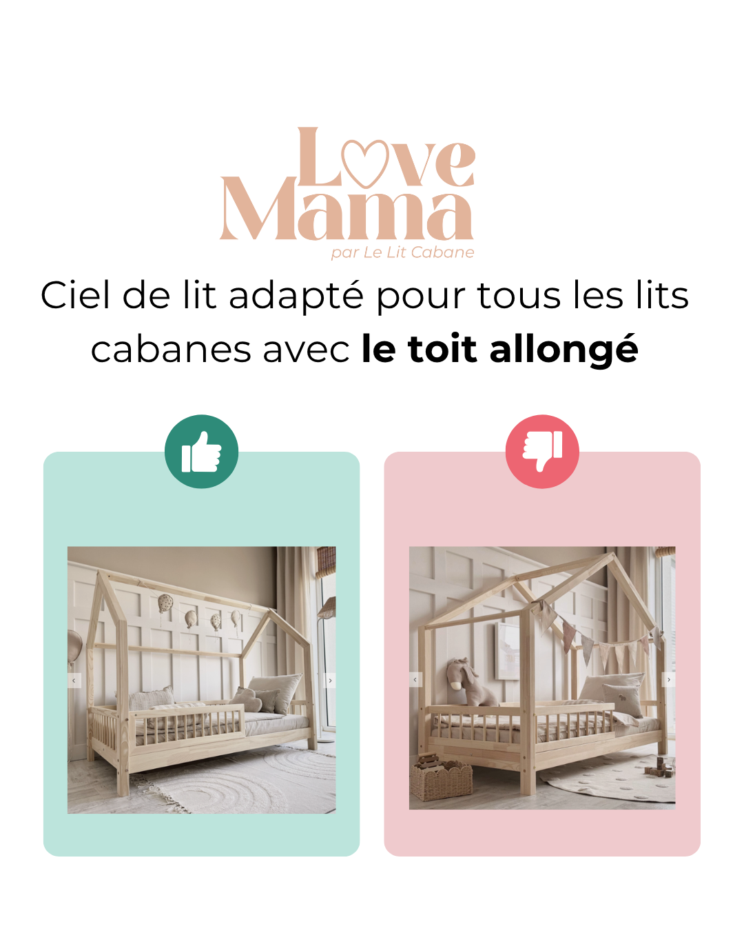 Ciel de lit cabane (pack de 2) Vert de gris