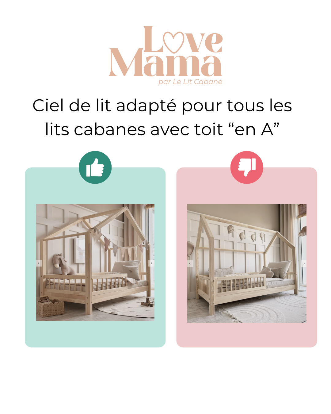 Ciel de lit cabane Vert menthe