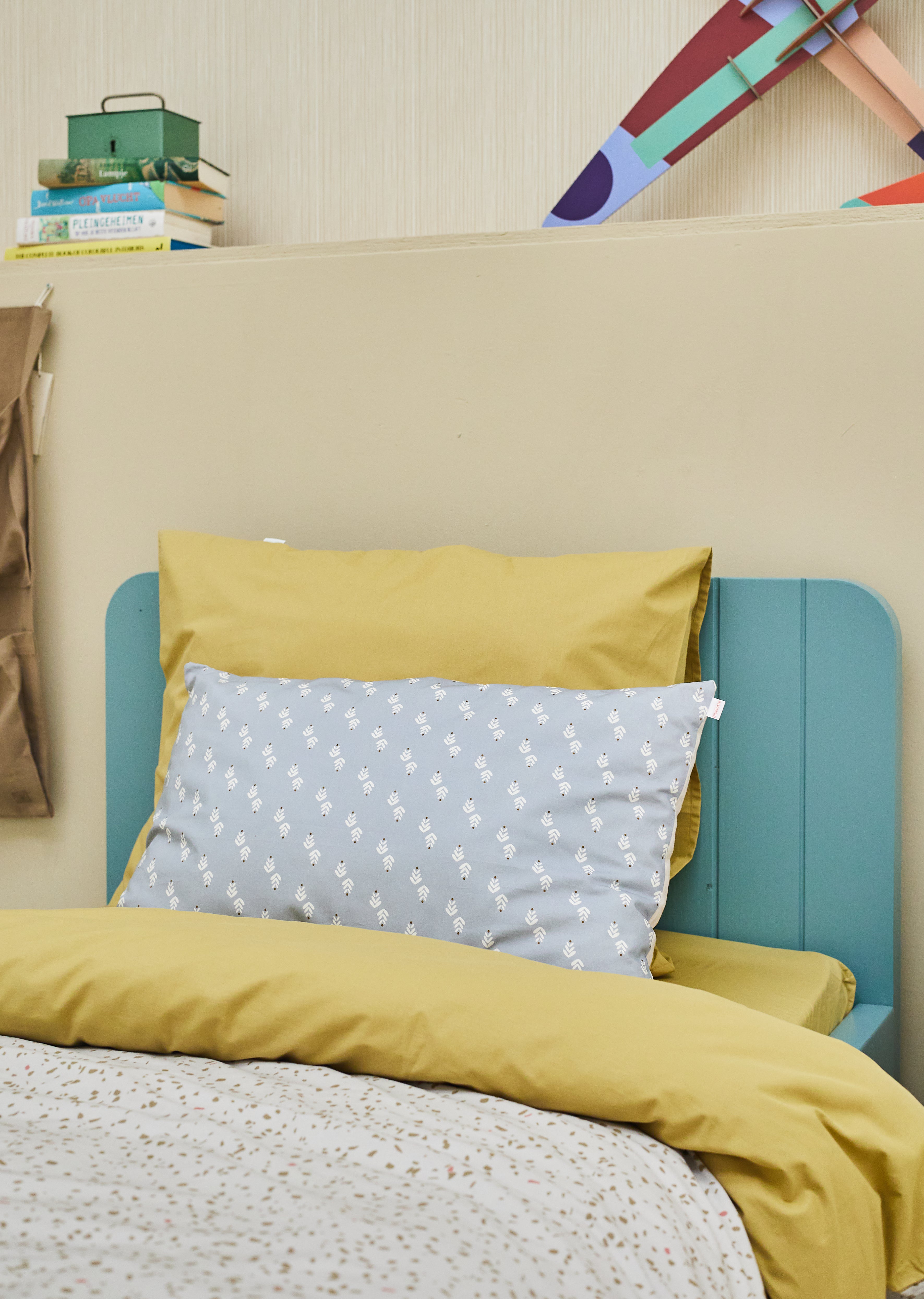 Kinderdekbedovertrek 140x220cm + sloop - Terrazzo & mosterdgeel