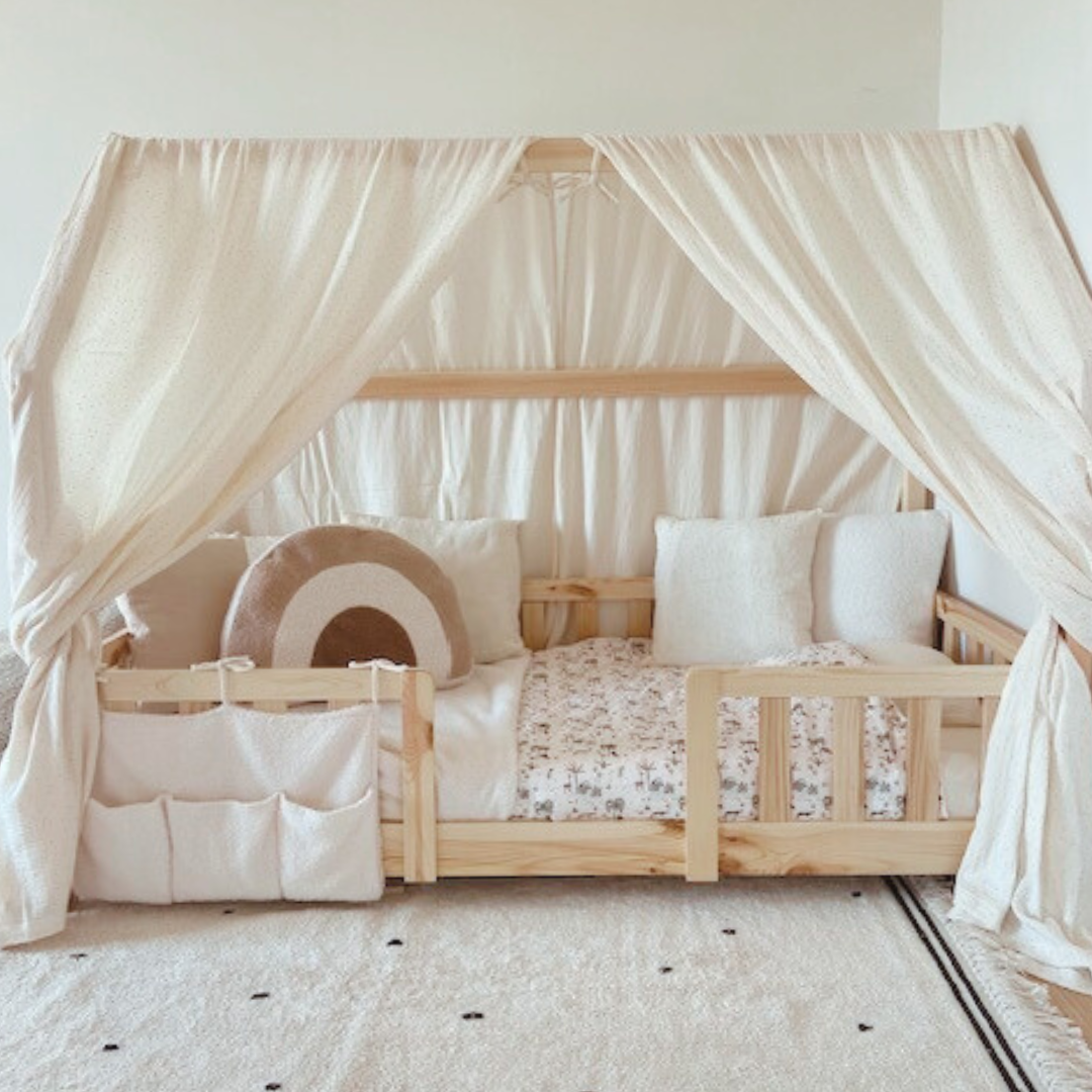 Ciel de lit cabane (pack de 2) Ecru pois dorés