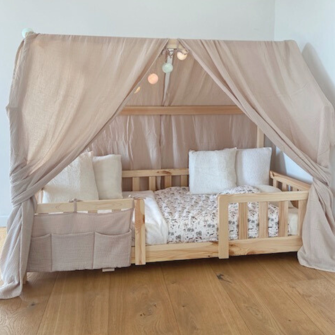 Ciel de lit cabane (pack de 2) Beige en stock