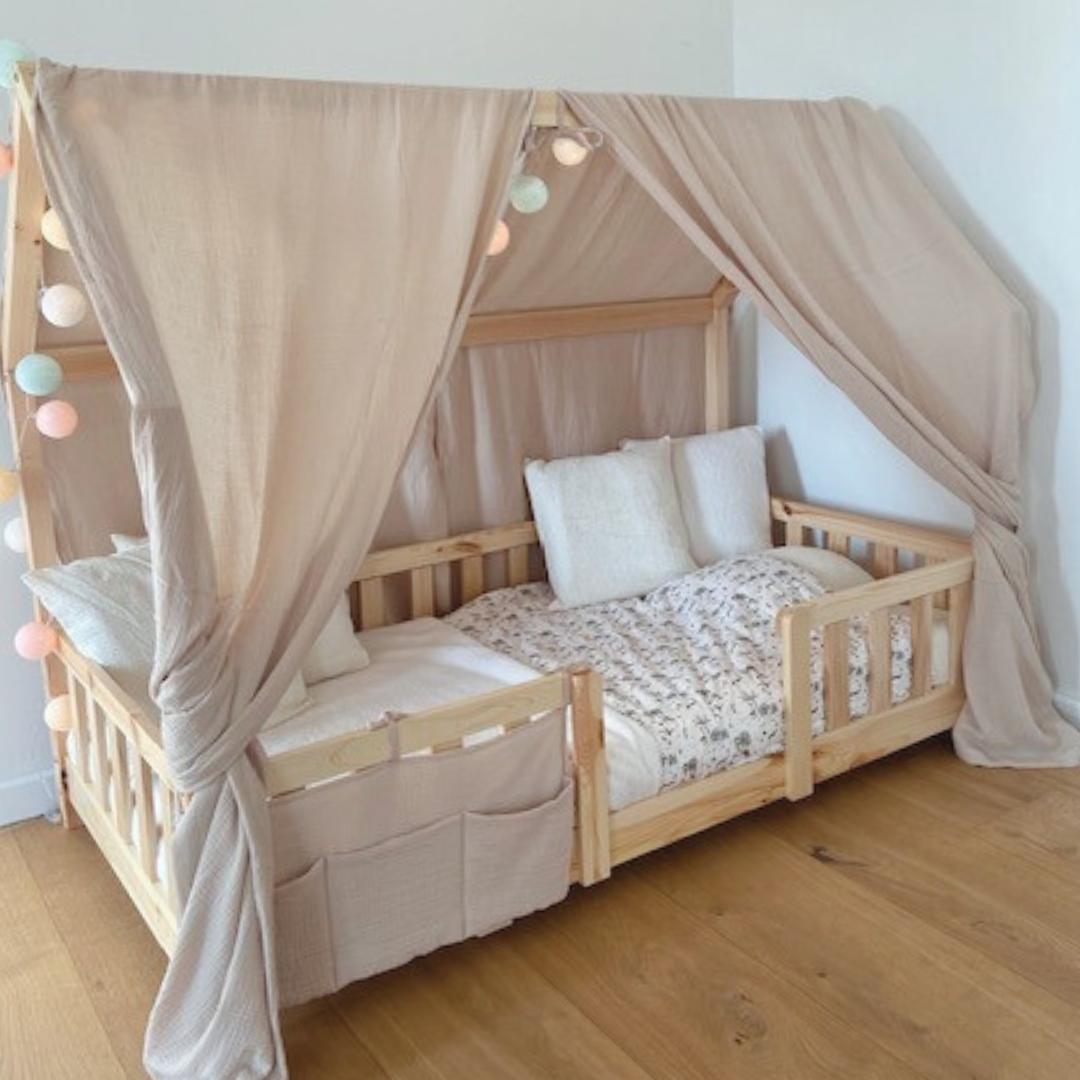 Ciel de lit cabane (pack de 2) Beige en stock