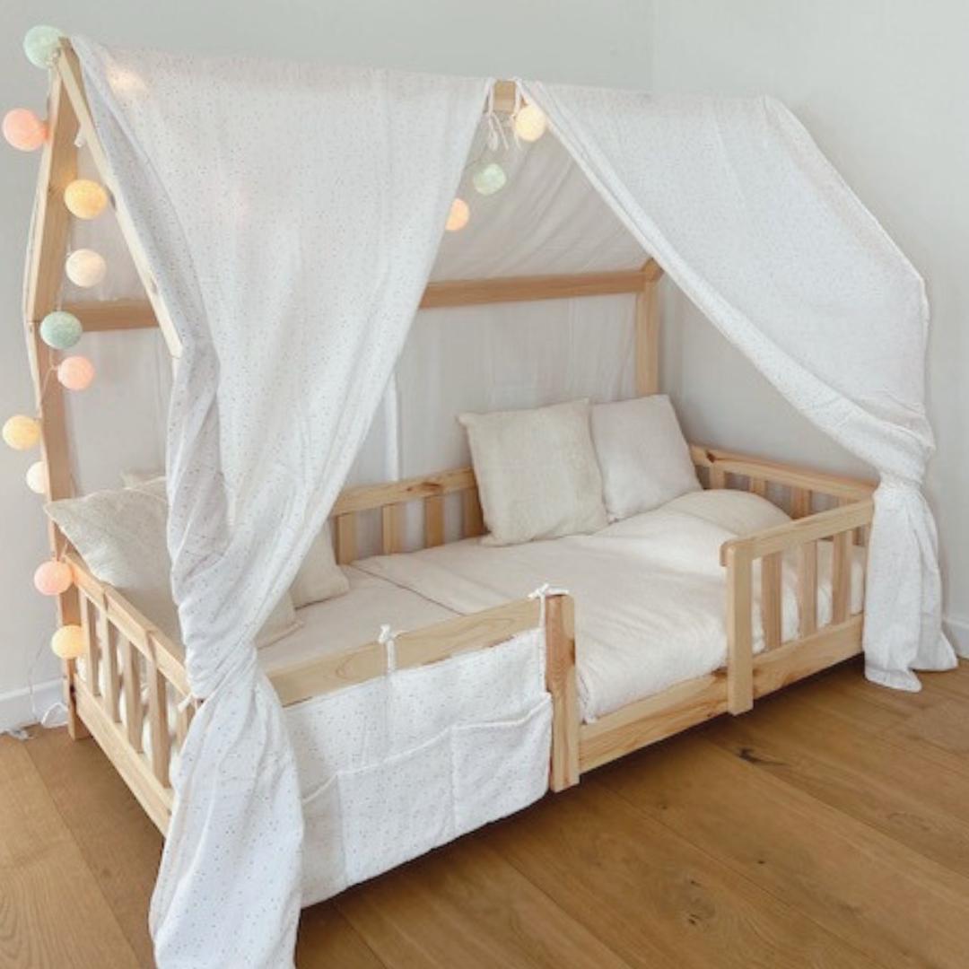 Ciel de lit cabane (pack de 2) Blanc pois dorés