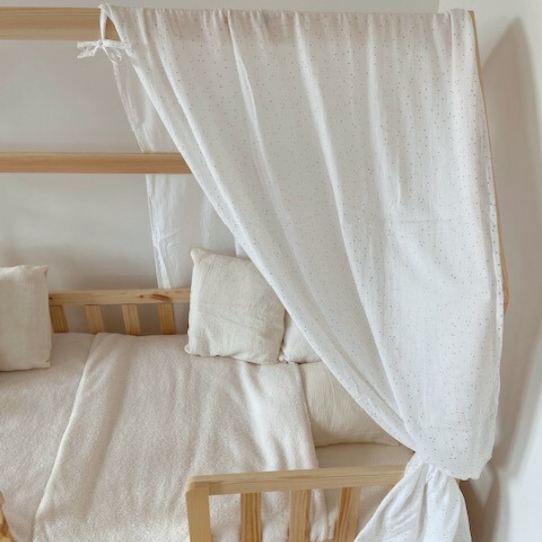 Ciel de lit cabane (pack de 2) Blanc pois dorés