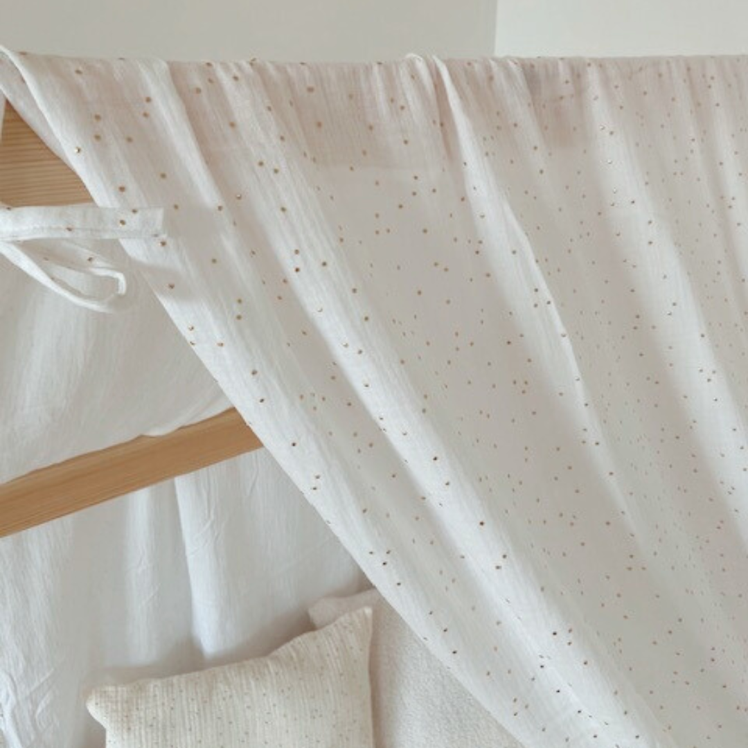 Ciel de lit cabane (pack de 2) Blanc pois dorés