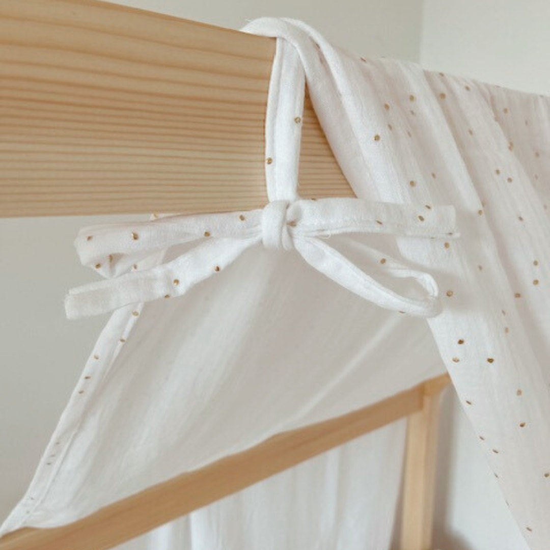 Ciel de lit cabane (pack de 2) Blanc pois dorés