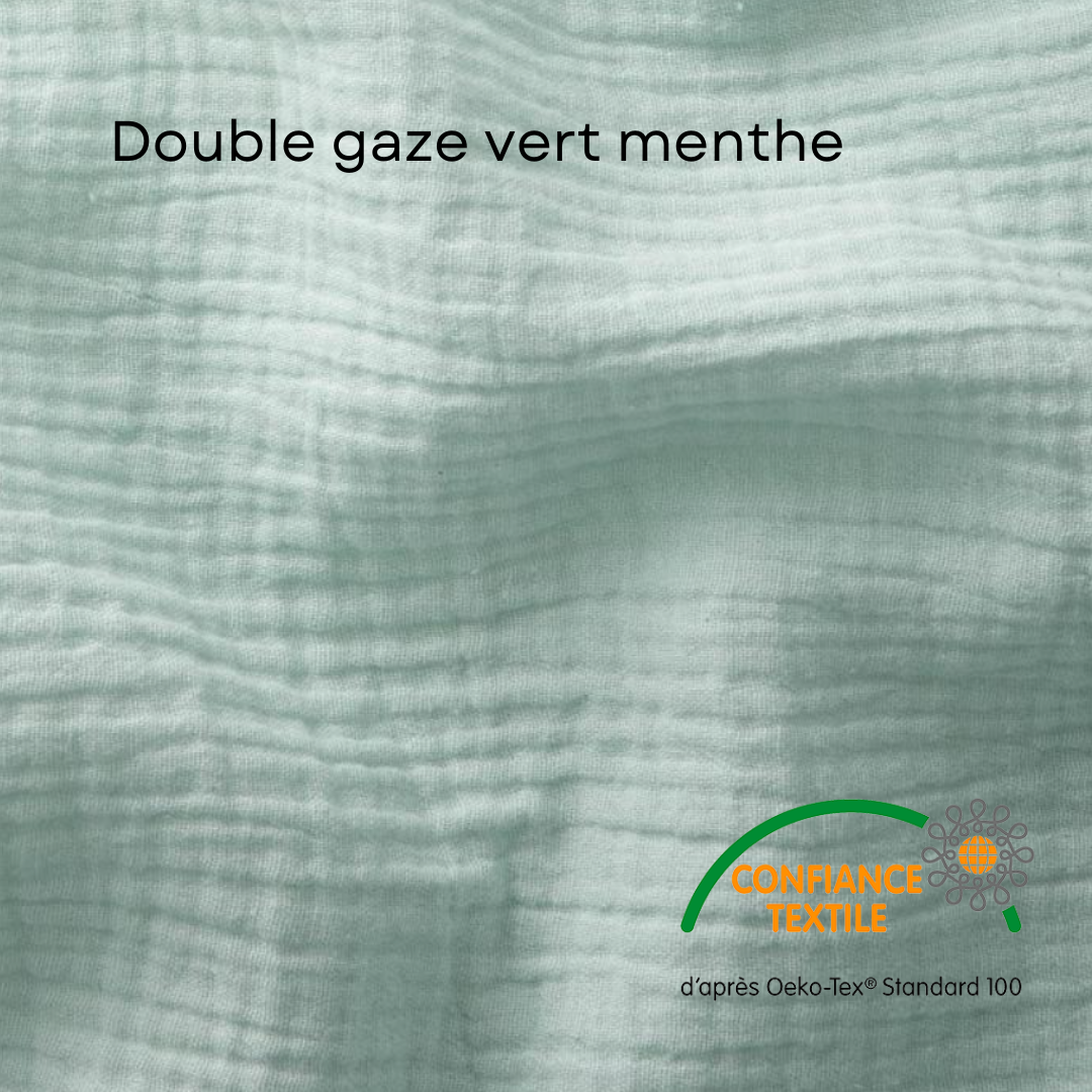 Tour de lit bébé double gaze vert menthe