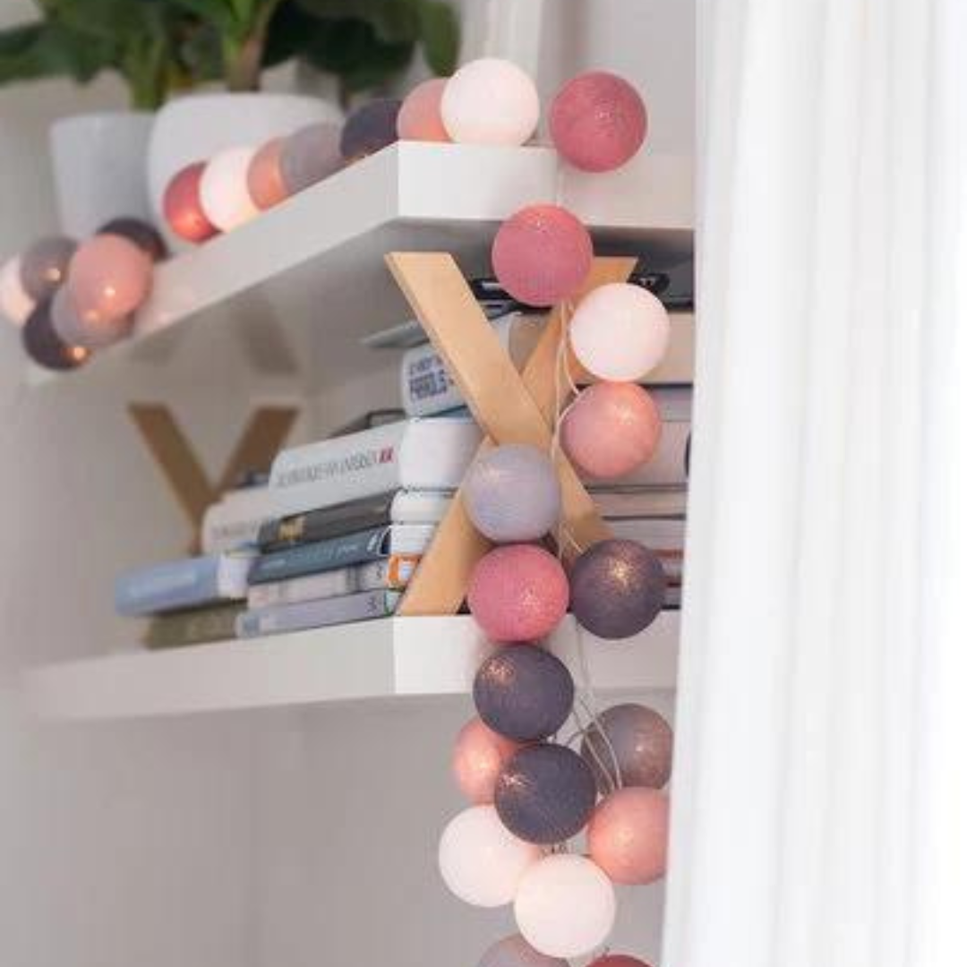 Guirlande lumineuse LED - Rose Bleu & Gris