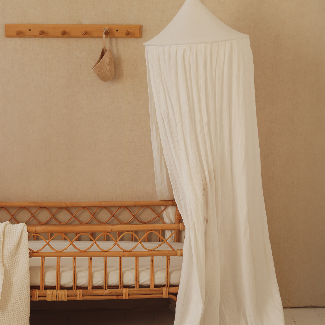 Ciel de lit bébé Blanc - Fait main