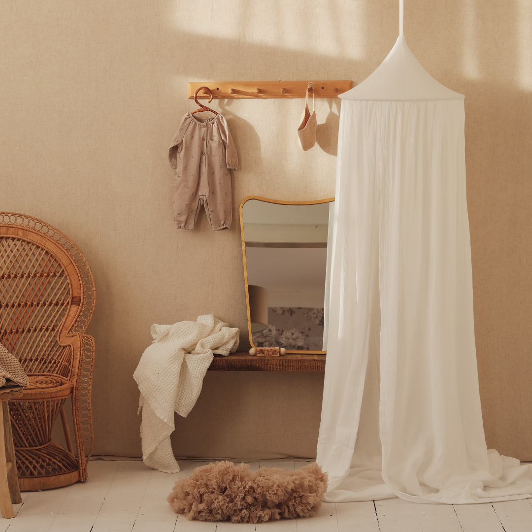Ciel de lit bébé Blanc - Fait main
