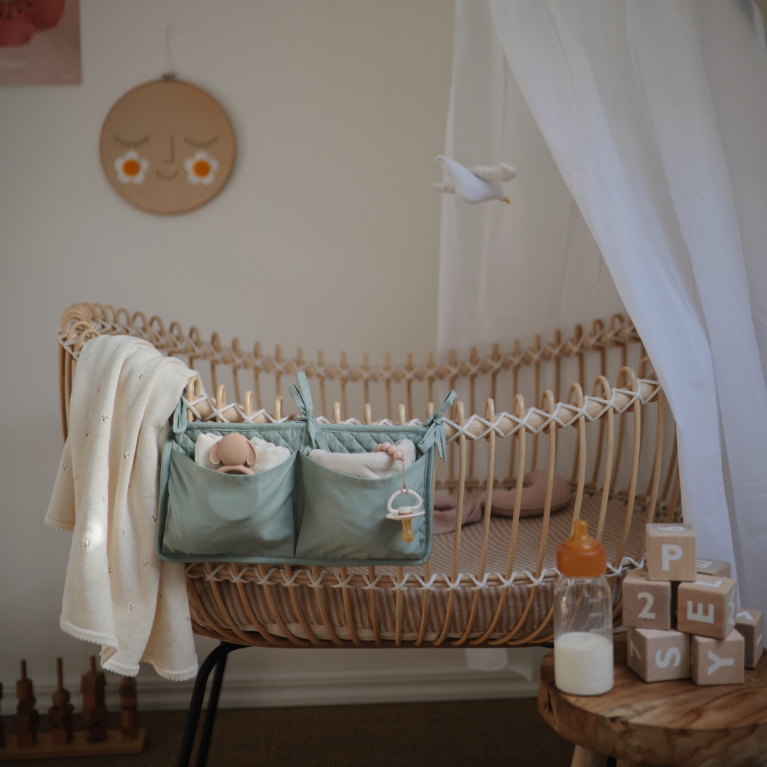 Babybedhemel Ecru gouden stippen - Handgemaakt dubbel gaas