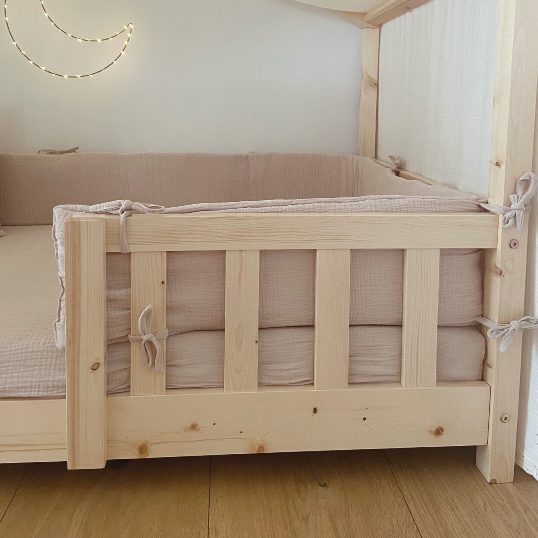 Tour de lit cabane double gaze Beige 19x370cm