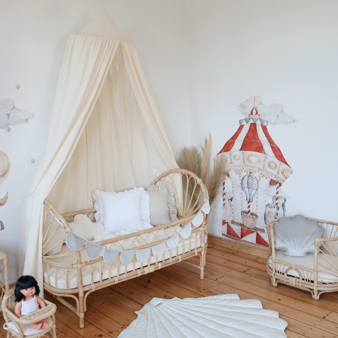 Ciel de lit bébé Ecru - Fait main