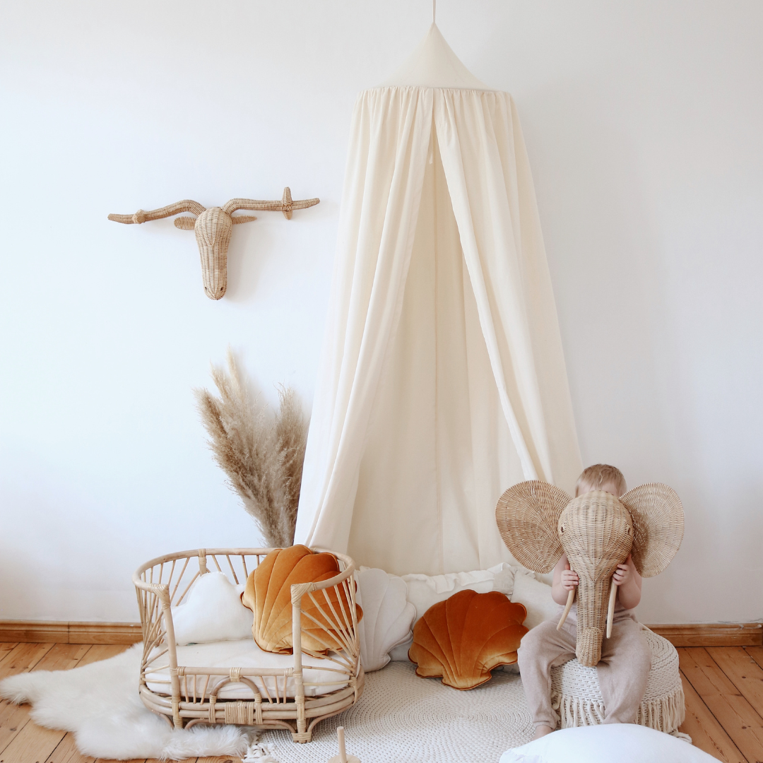 Ciel de lit bébé Ecru - Fait main