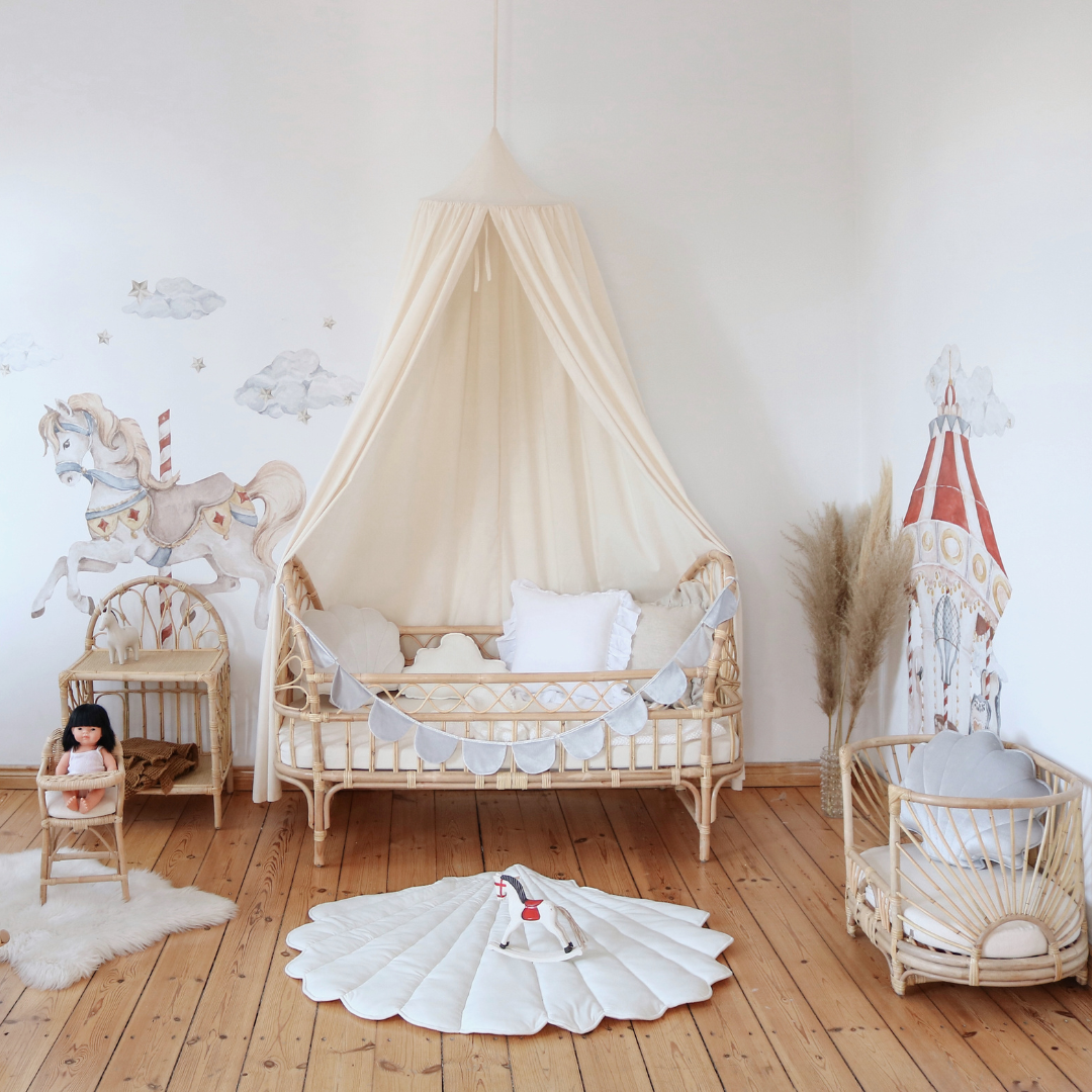 Ciel de lit bébé Ecru - Fait main
