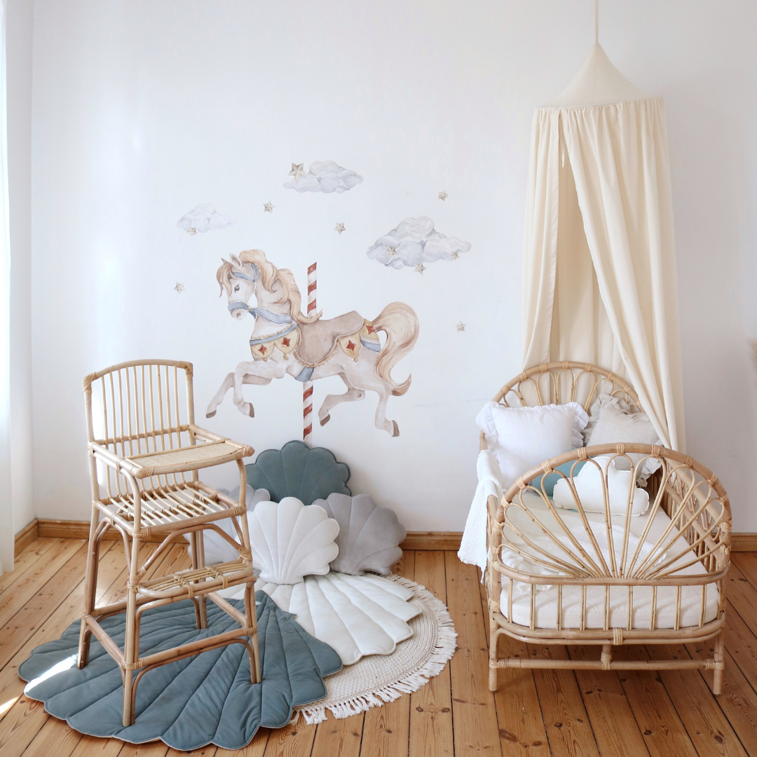 Ciel de lit bébé Ecru - Fait main