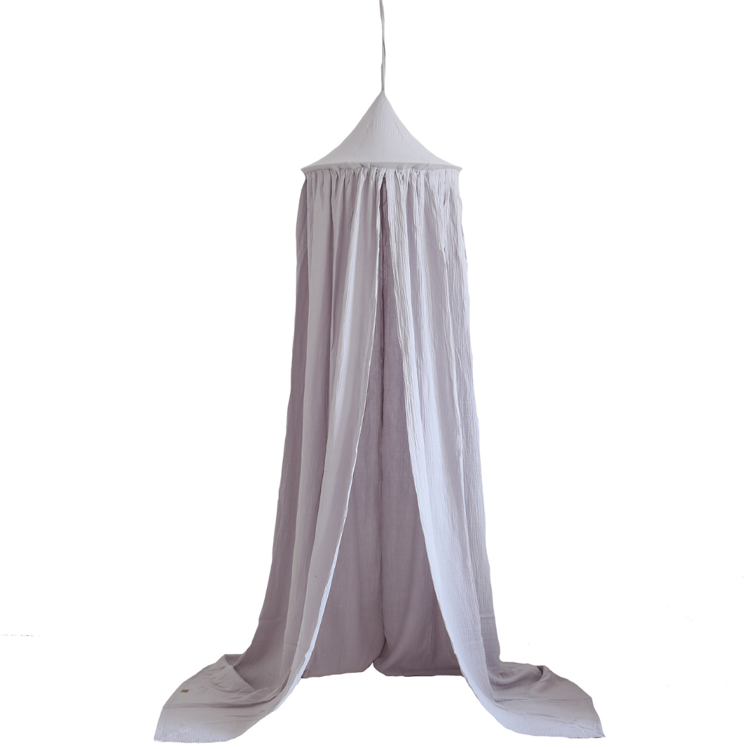 Ciel de lit bébé Gris clair - Fait main