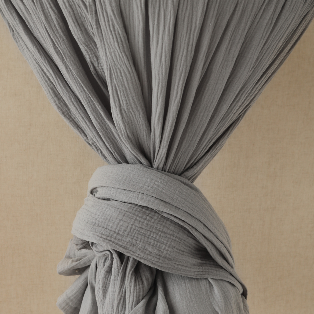 Ciel de lit bébé Gris clair - Fait main