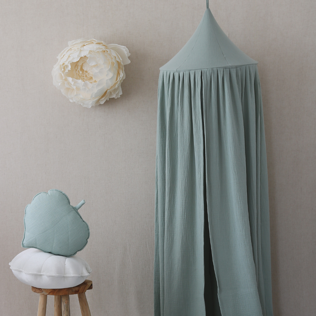 Ciel de lit bébé Vert menthe - Fait main