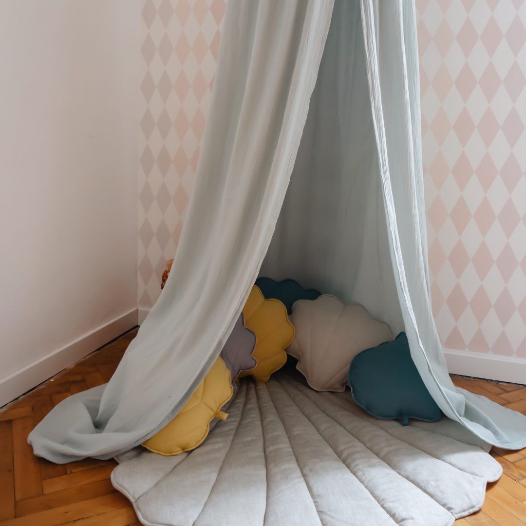 Ciel de lit bébé Vert menthe - Fait main