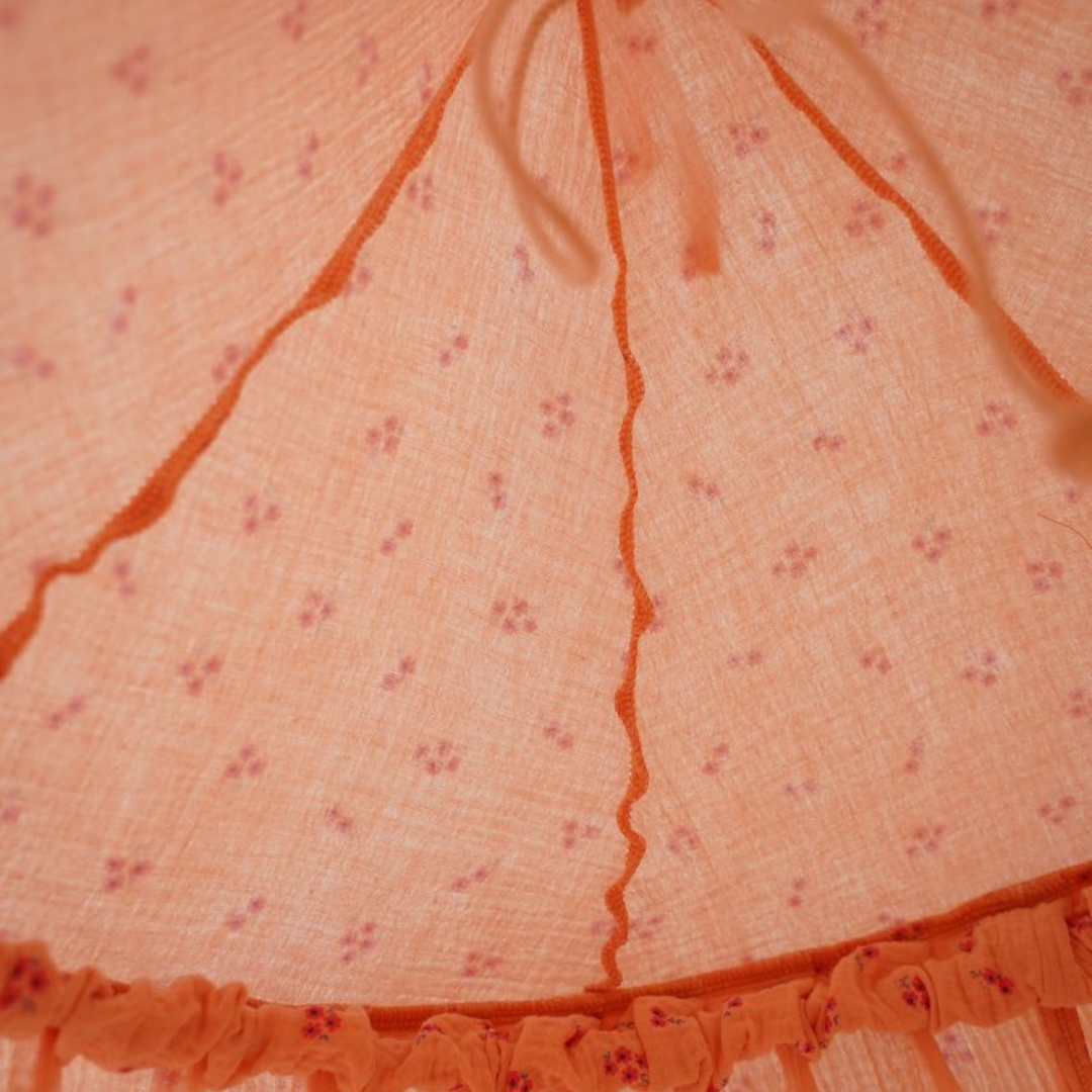 Ciel de lit bébé Rose fleuri - Fait main