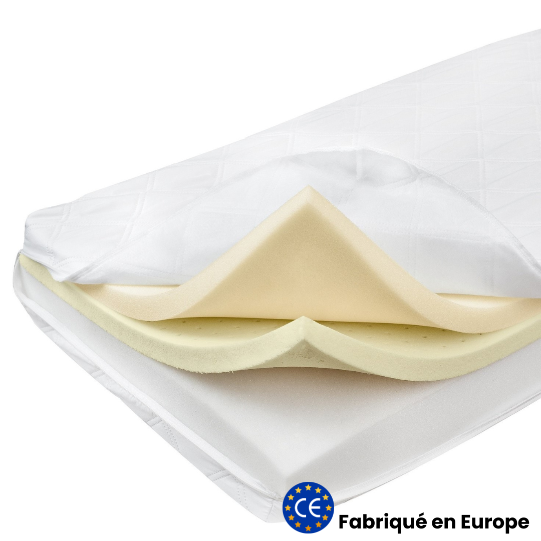 Matelas bébé 60x120cm - Mousse & latex à mémoire de forme