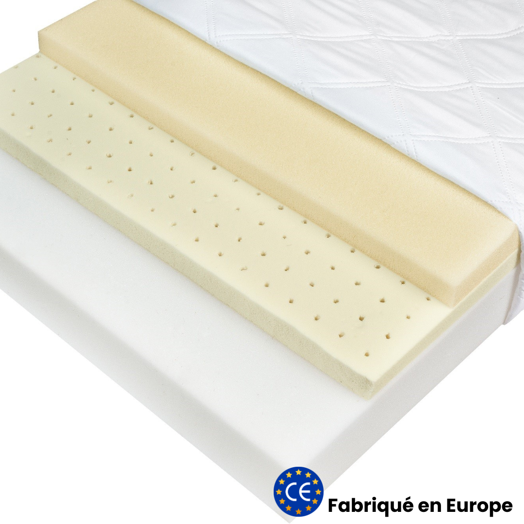 Matelas bébé 60x120cm - Mousse & latex à mémoire de forme